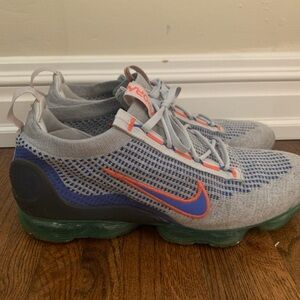 Nike Air VaporMax 2021 Flyknit Gray Medium Blue Men's Sneakers Shoes size 13